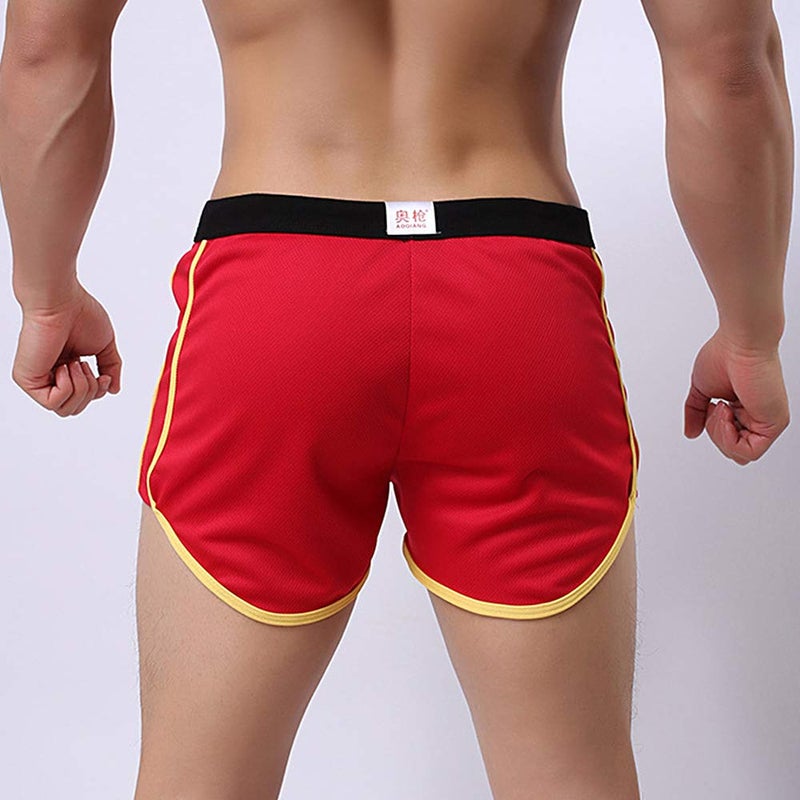 Rexcyril Men's Running Workout Bodybuilding Gym Shorts Athletic Sports Casual Short Pants Large Red - Image 4